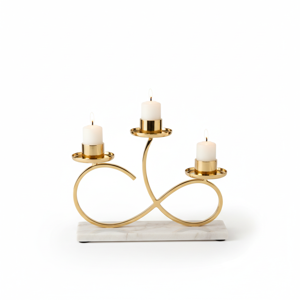 Candelabro de mármol y oro de lujo para el hogar