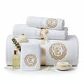 Set de toallas de algodón egipcio blancas con monograma dorado